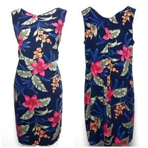 Caribbean Joe Summer Floral Island Dress Knee